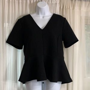 Beautiful Black V-Neck H&M Top with Ruffled Bottom